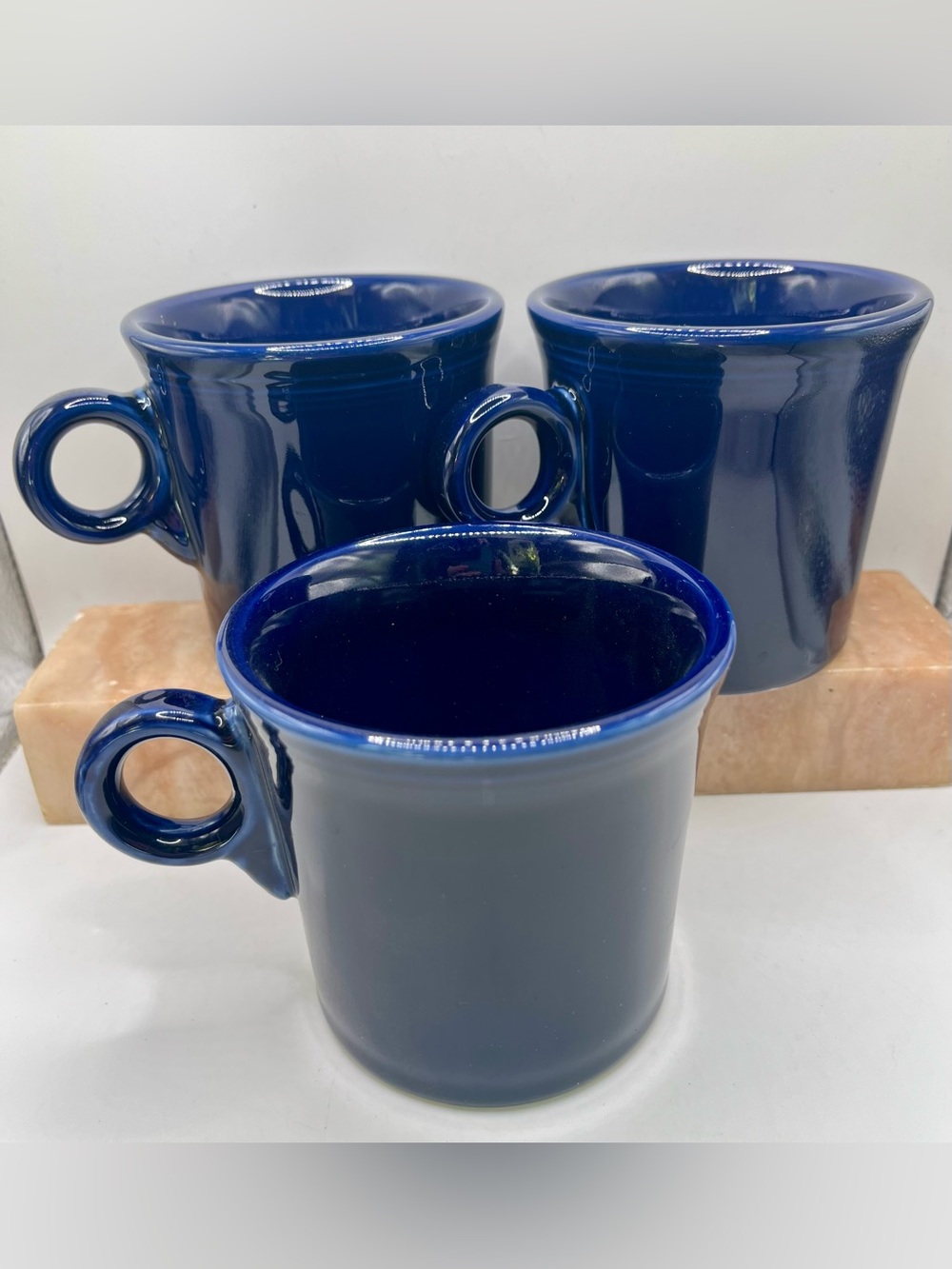 Fiesta Homer Laughlin Cobalt Blue Ceramic O Ring Coffee Mug (3)